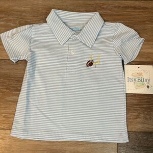 Itsy Bitsy Blue & White Striped Polo Shirt for Kids 12M NWT